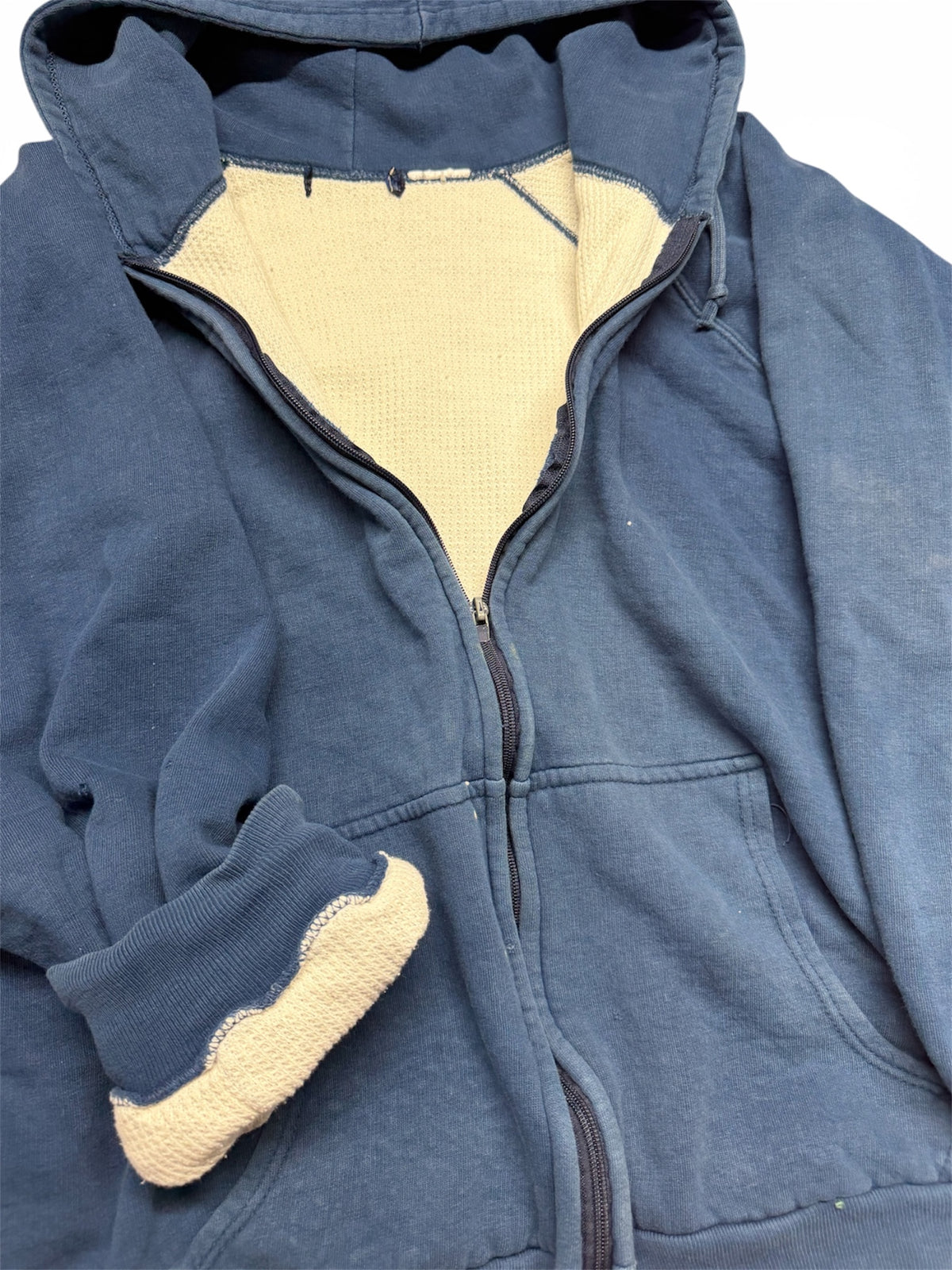 80s Thermal Lined Zip Up Hoodie 23x24 (M)